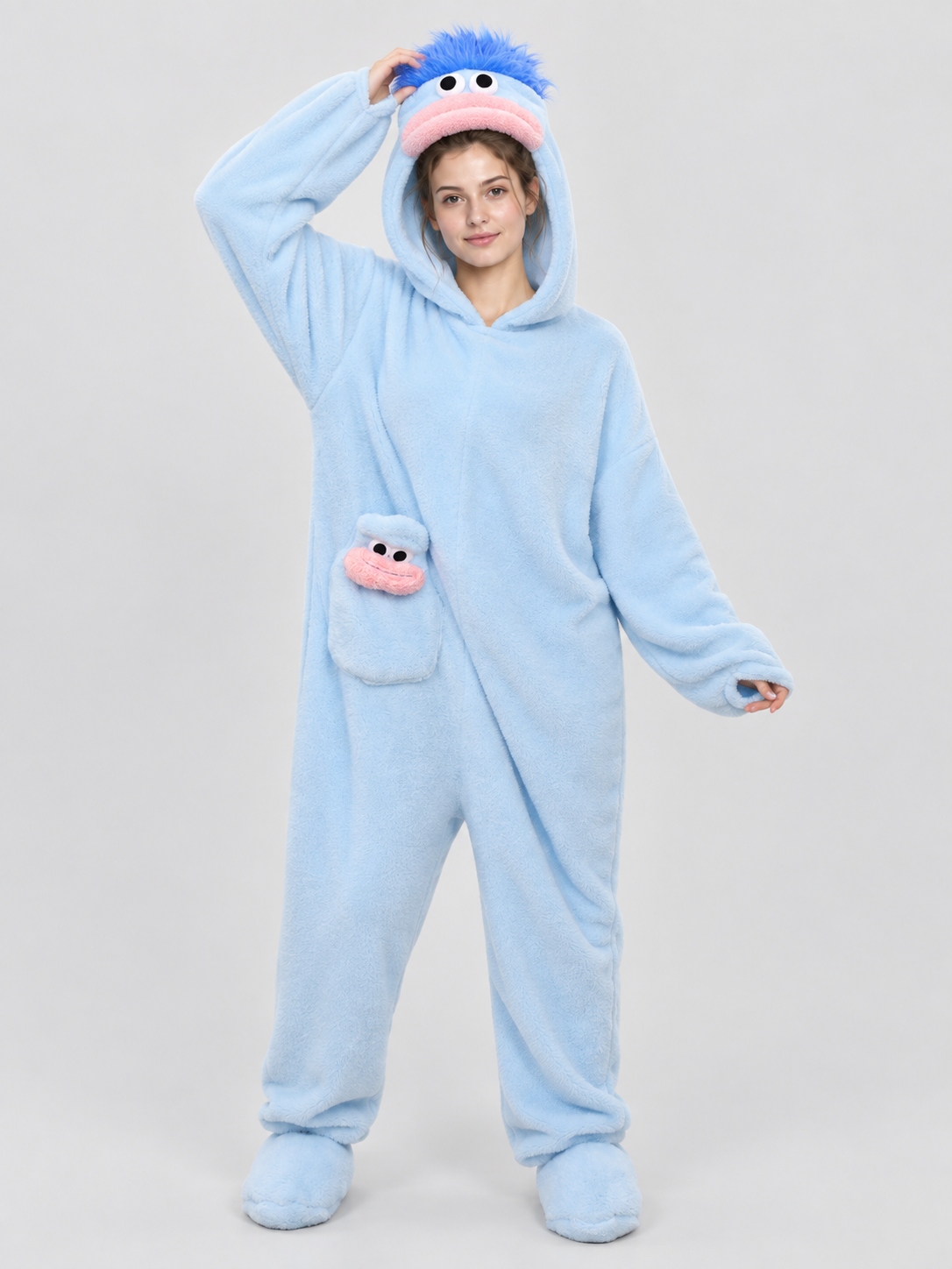 Insulated Pajama Jumpsuit with Cartoon Print