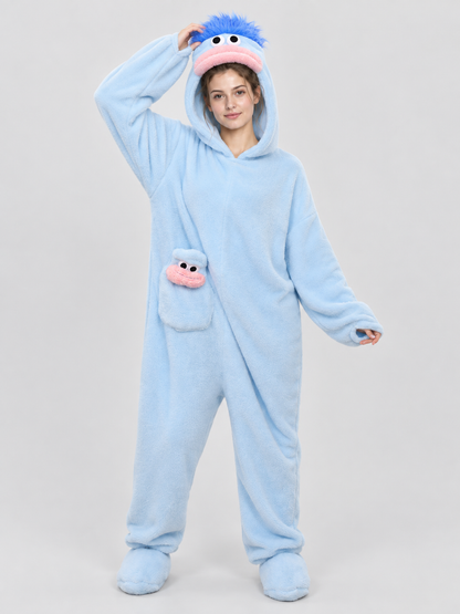 Insulated Pajama Jumpsuit with Cartoon Print