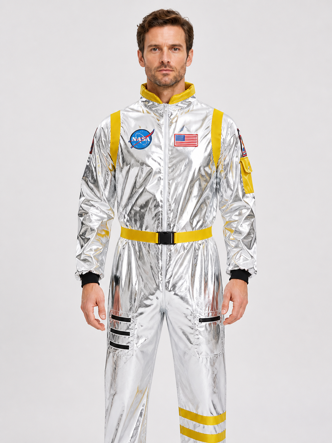 Astronaut Costume, Silver NASA Jumpsuit Costumes detail 3