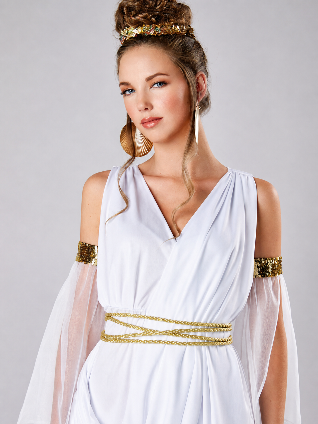 Historical Costume with Draping and Gold-Colored Decoration