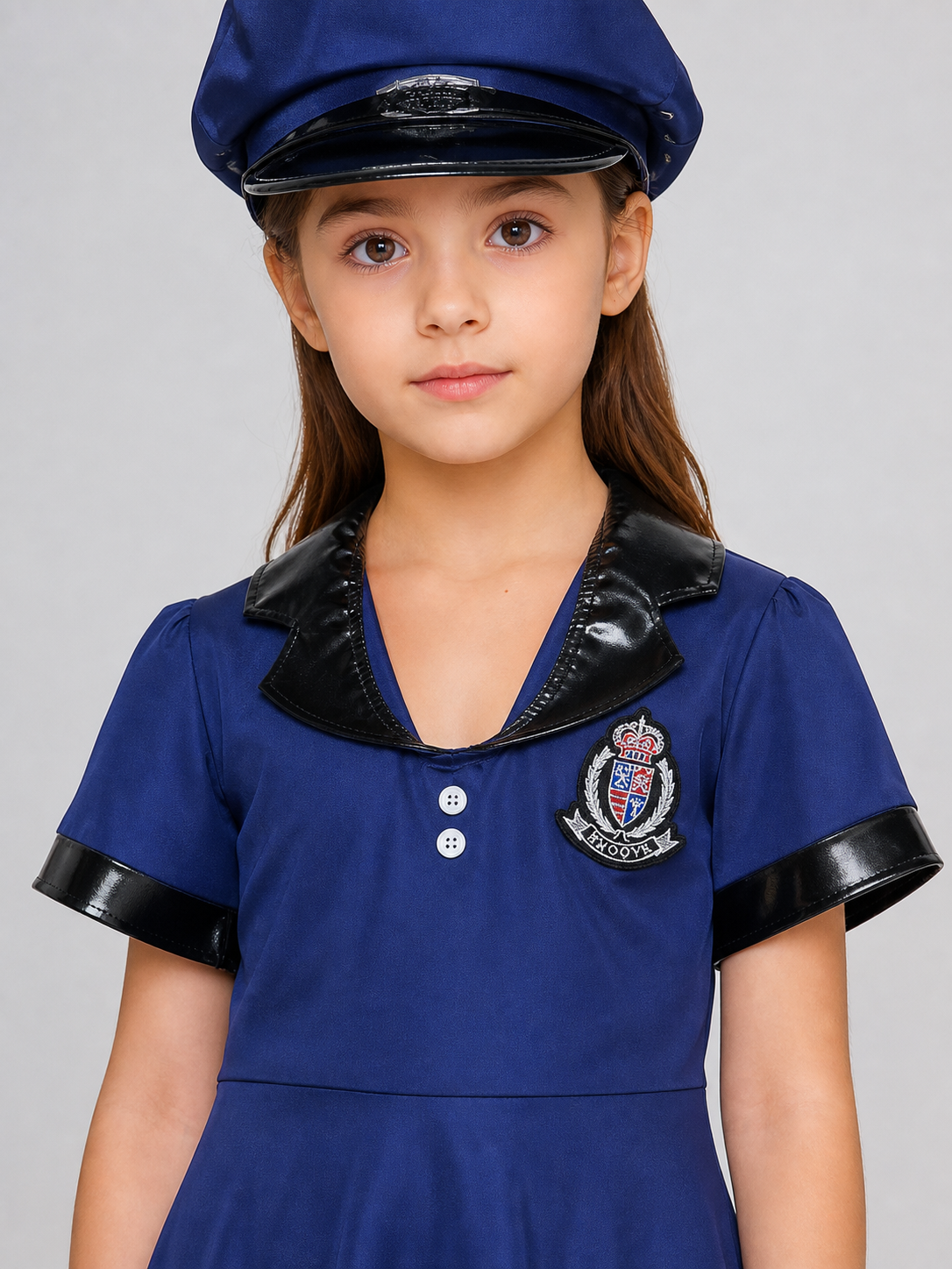 Police Costume: Dress, Hat, Belt, and Handcuffs