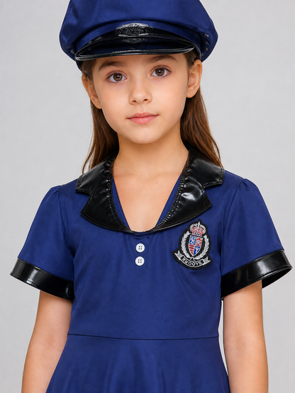 Police Costume: Dress, Hat, Belt, and Handcuffs