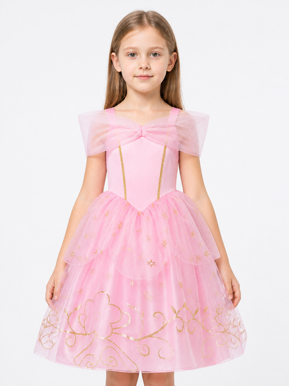 Pink Princess Dress with Full Skirt and Bow Costume Dresses detail 3