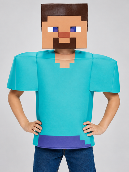 Pixel-Style Carnival Costume with Headpiece