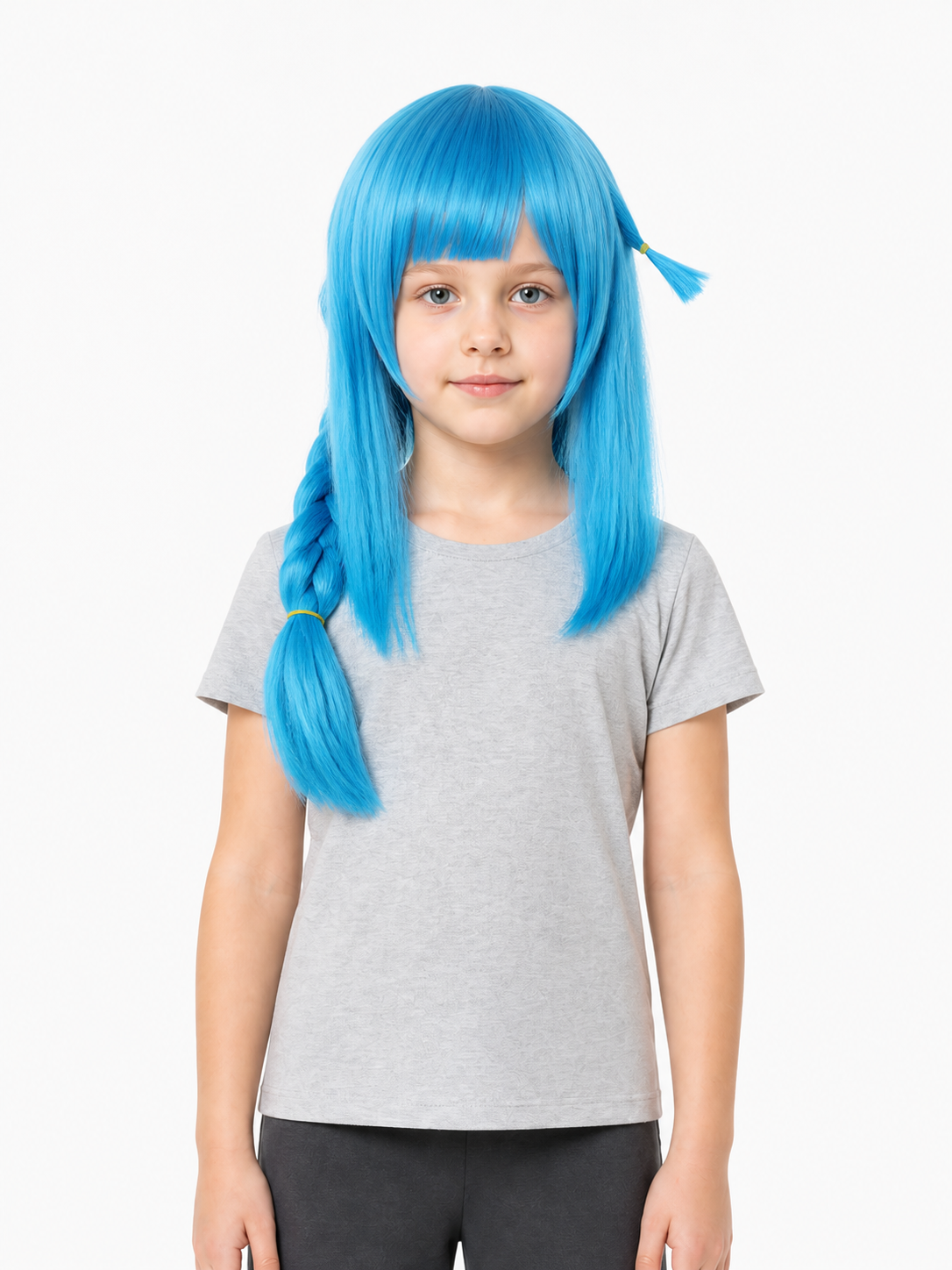 Blue Long Jinx Wig with Braids and Bangs