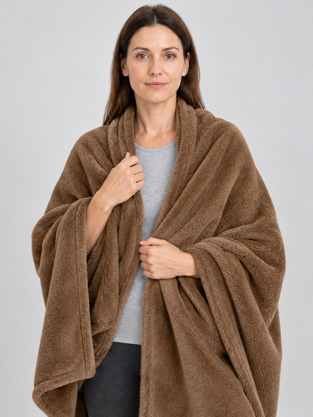 Brown polyester blanket soft fluffy double-sided