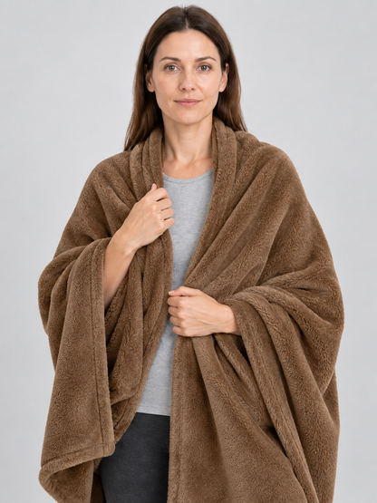 Brown polyester blanket soft fluffy double-sided