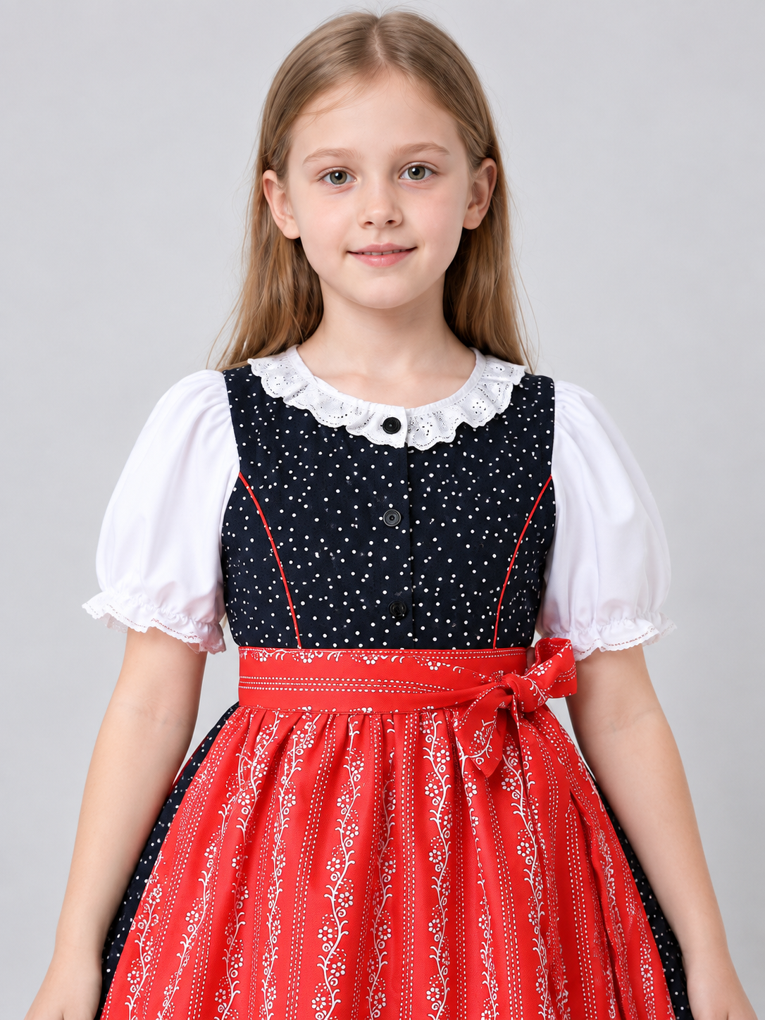 Bavarian-Style Dress with Polka-Dot Apron