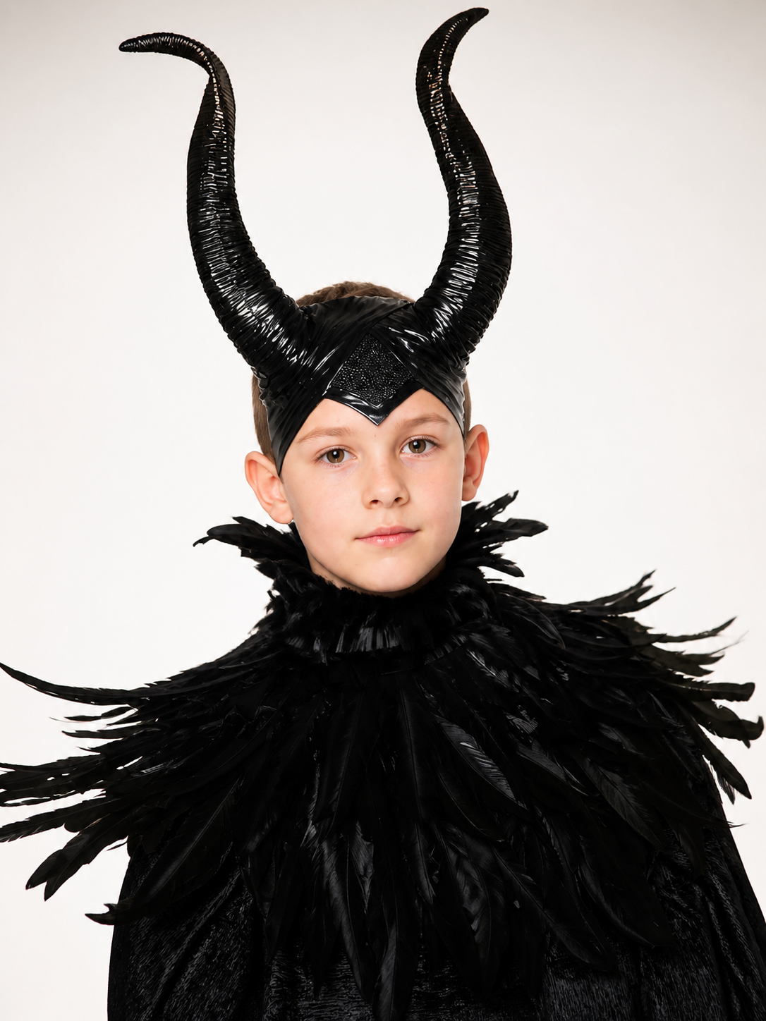 Halloween Carnival Headpiece with Horns and Feathers Costume Headwear detail 2
