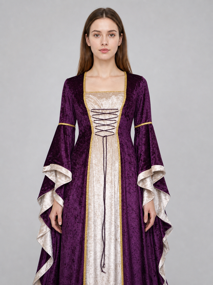 Medieval-Style Dress with Flared Sleeves