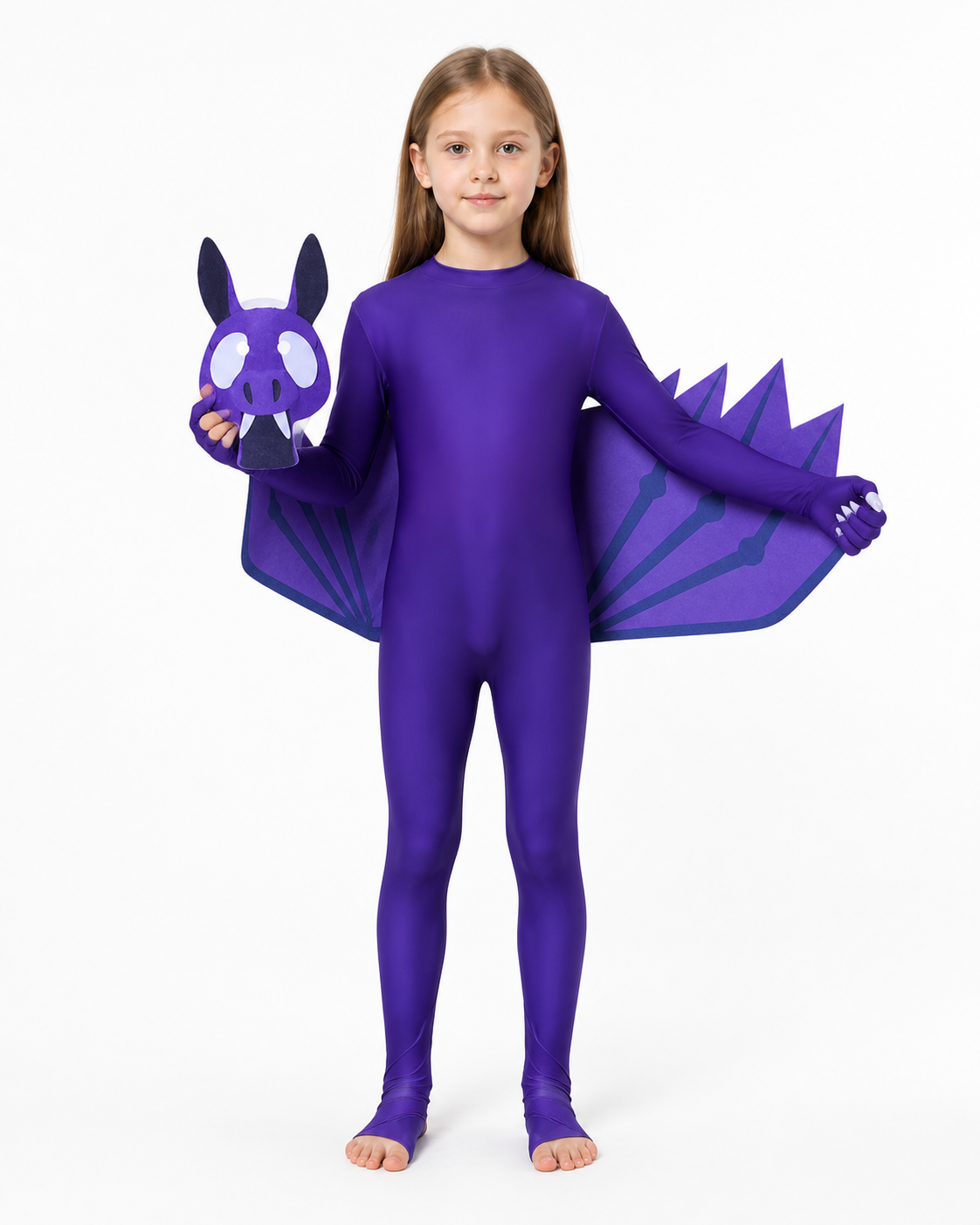 Purple Bat Costume with Mask and Wings Costume Masks detail 3