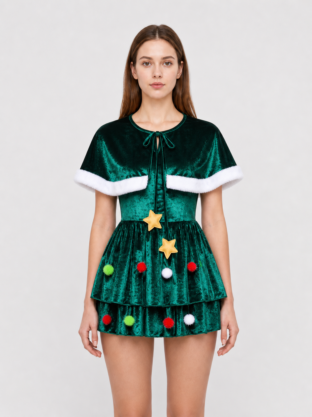 Christmas Tree Costume with Tiered Skirt for Performances