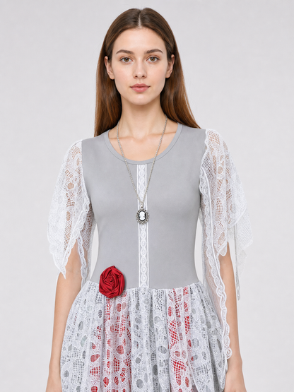 Costume: Gray Dress with White Veil