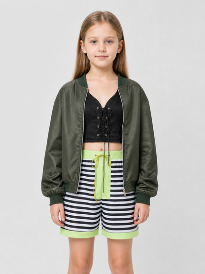 Matilda Cosplay Costume: Olive Jacket, Top, and Shorts Costumes detail 3