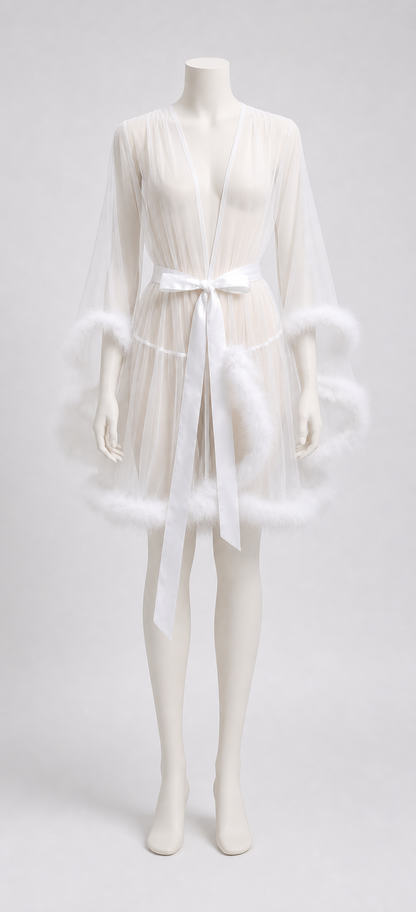 White Sheer Adult Cape with Ties Costume Capes detail 2