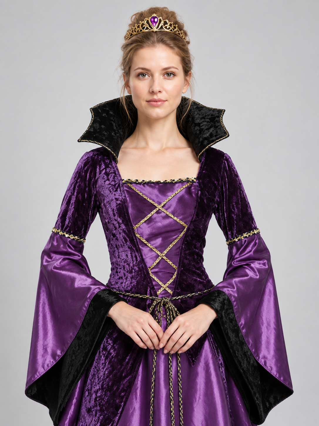 Vampire Costume with Crown and Lace-Up Detail Costume Headwear detail 2