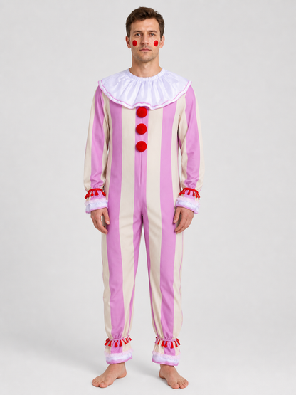 Ingrid Clown Costume, Striped Jumpsuit with Jabot Costumes detail 3