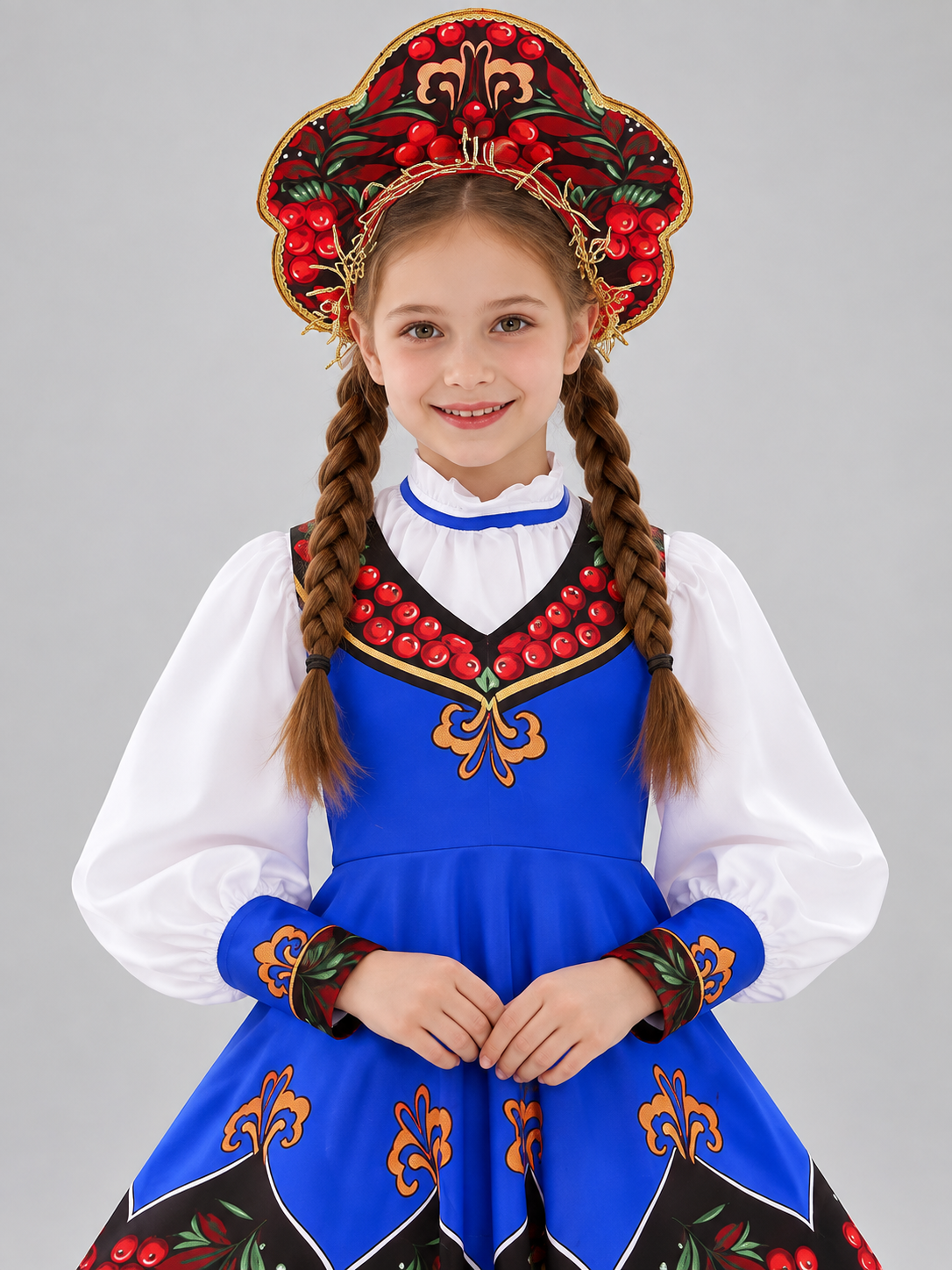 Kids' Stage Costume Sundress Russian Folk Style Blue