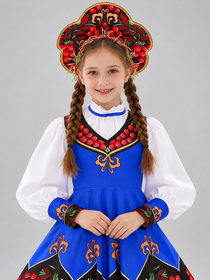 Kids' Stage Costume Sundress Russian Folk Style Blue