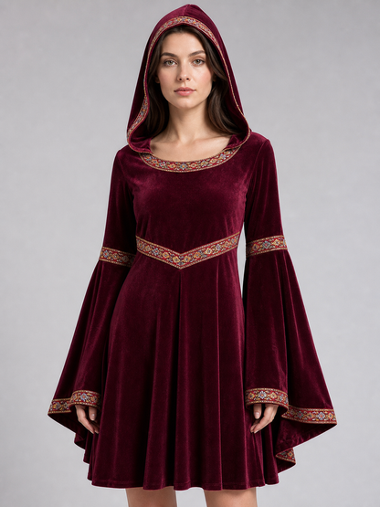 Burgundy Hooded Costume Robe