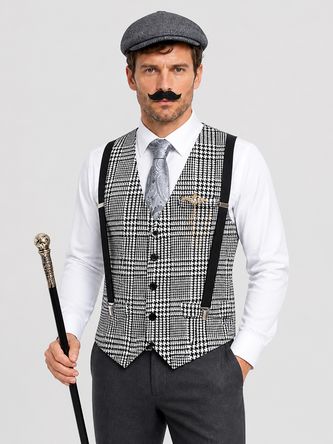 Plaid Vest Suit with Shirt and Accessories Costume Accessories detail 3