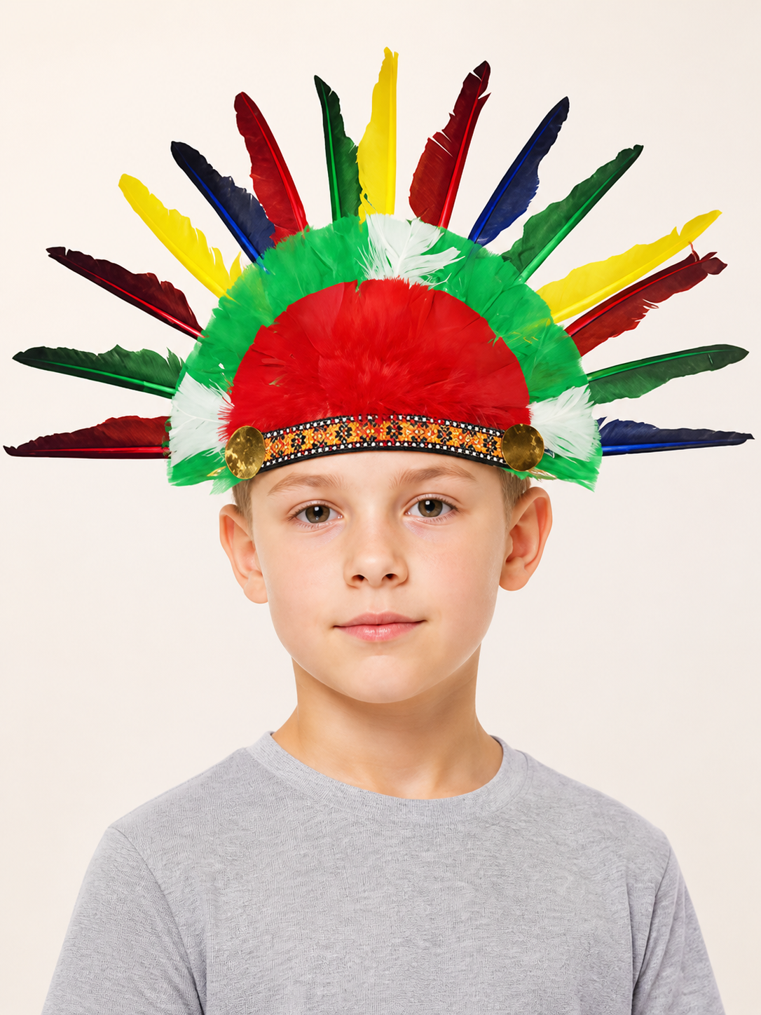 Carnival Headband with Multicolored Feathers