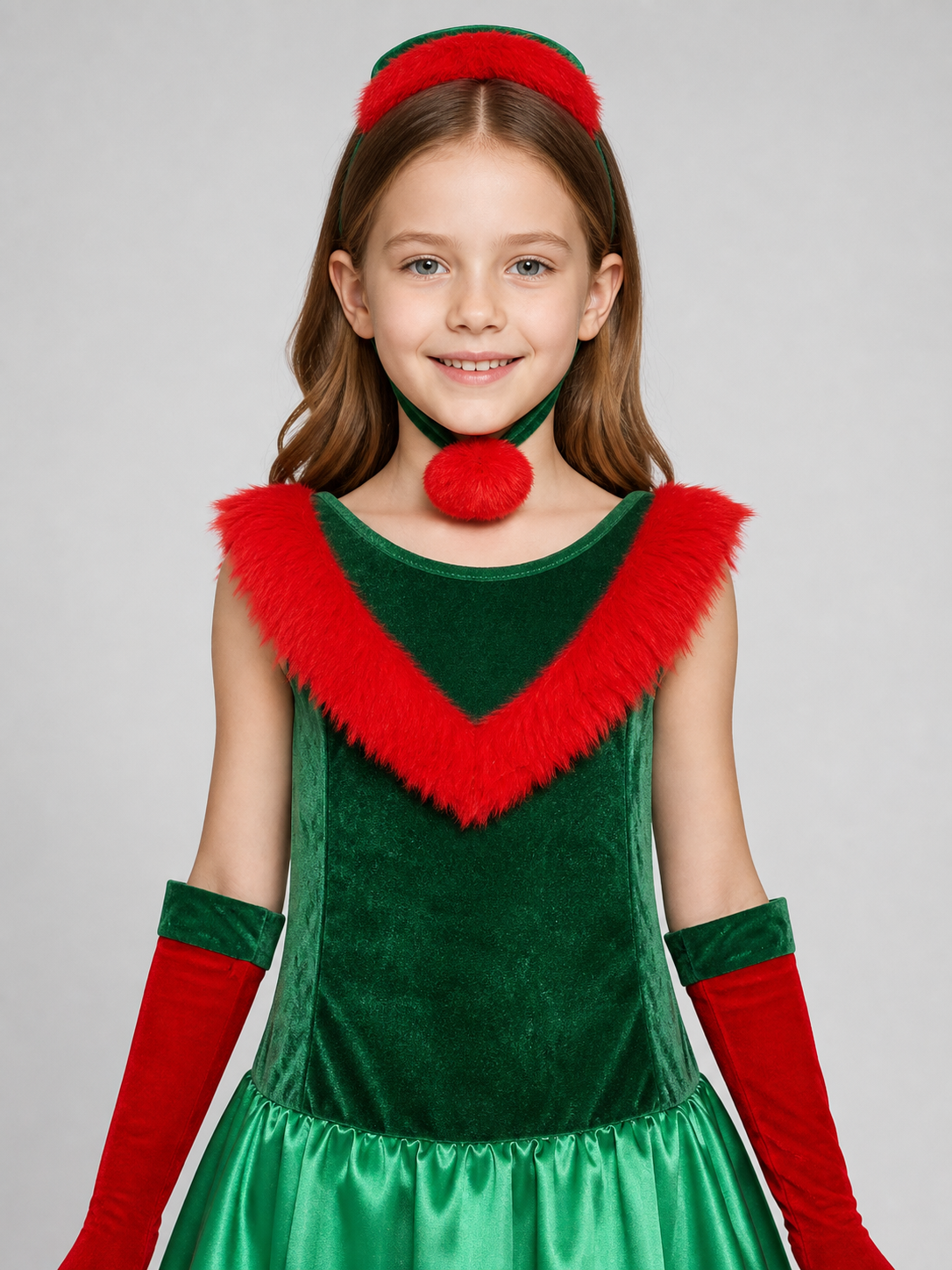 Christmas Elf Costume: Dress, Hat, and Gloves