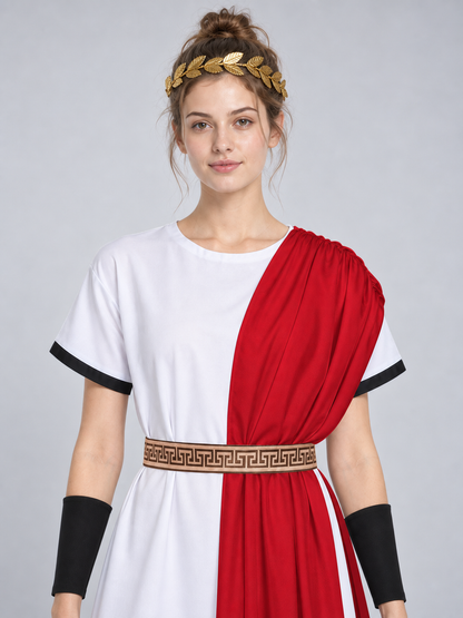 Greek-Style Costume with White Tunic and Wreath