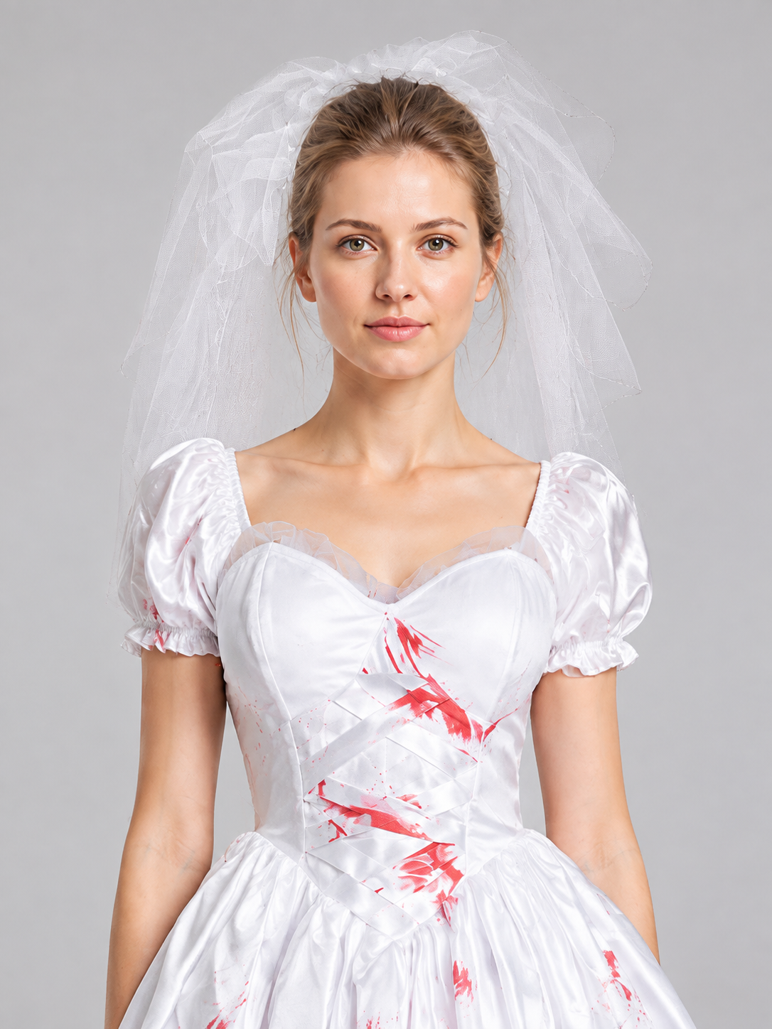 Vampire Bride Costume Dress with Veil