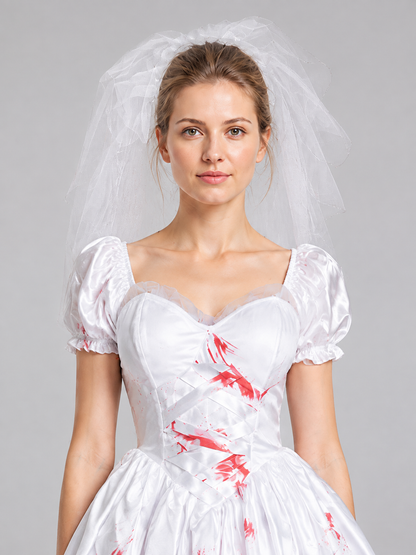 Vampire Bride Costume Dress with Veil