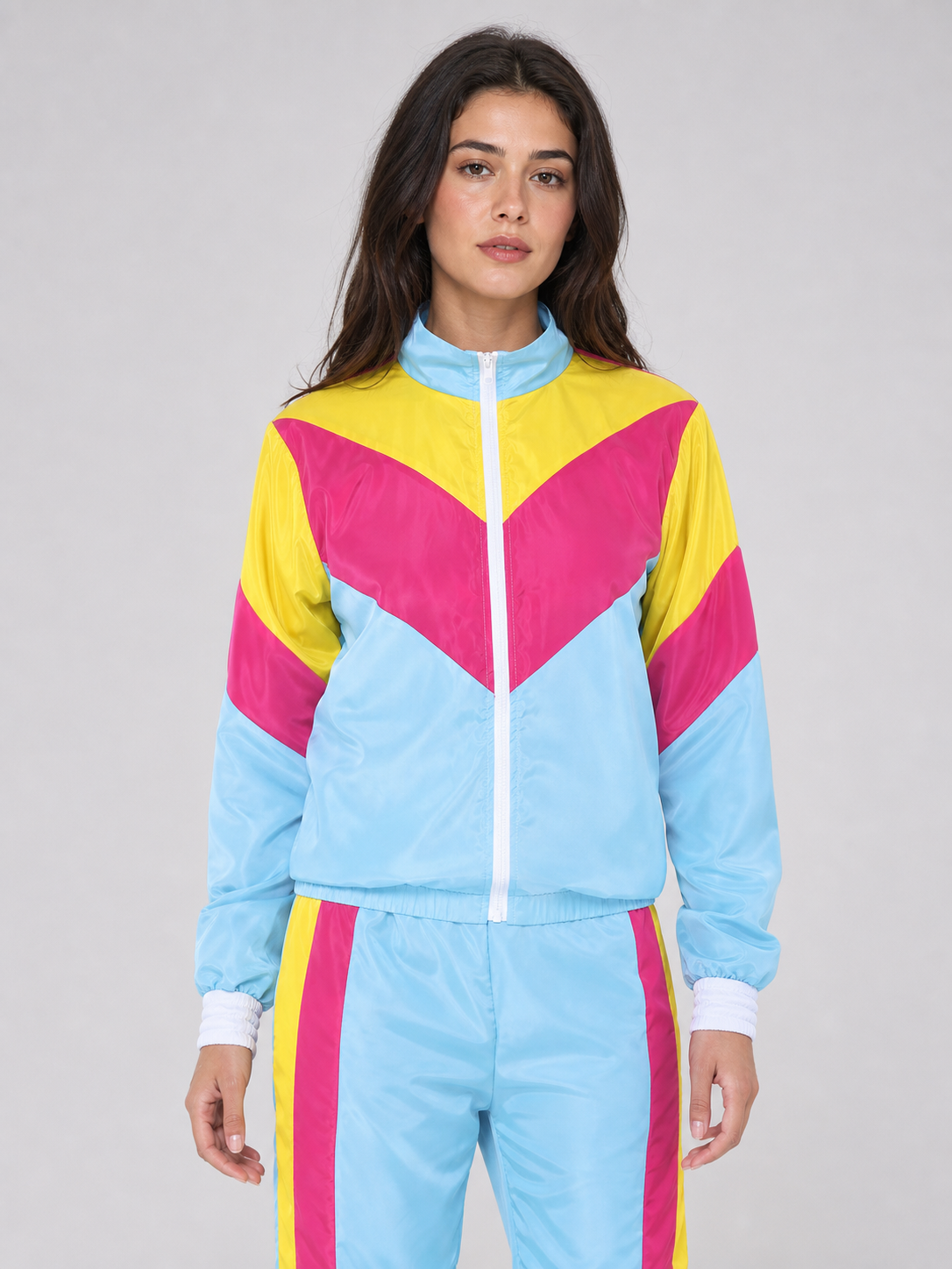 Two-Piece Stage Costume with Geometric Color Blocking