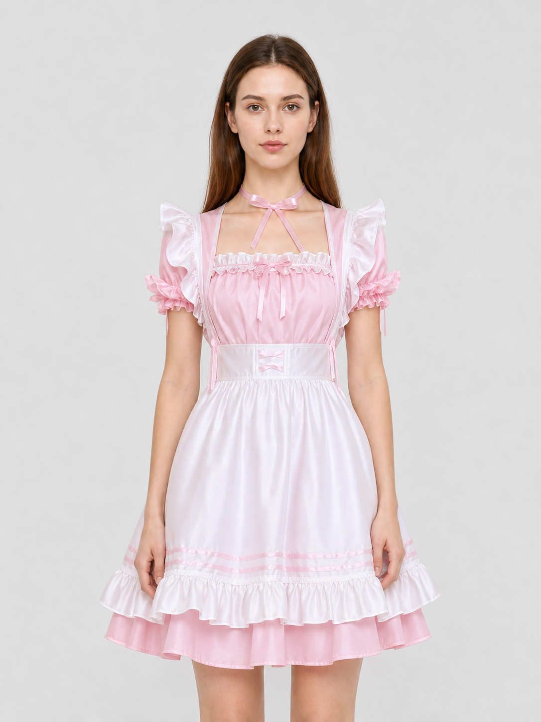 Lolita Dress with Apron and Tiered Ruffles