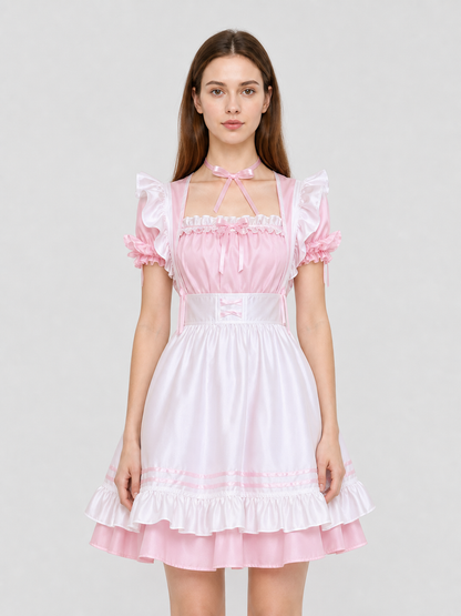 Lolita Dress with Apron and Tiered Ruffles