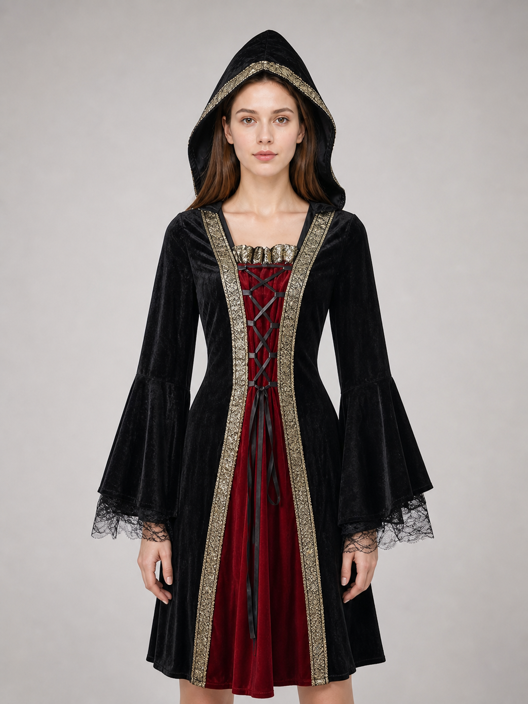Gothic Hooded Costume Dress for Cosplay
