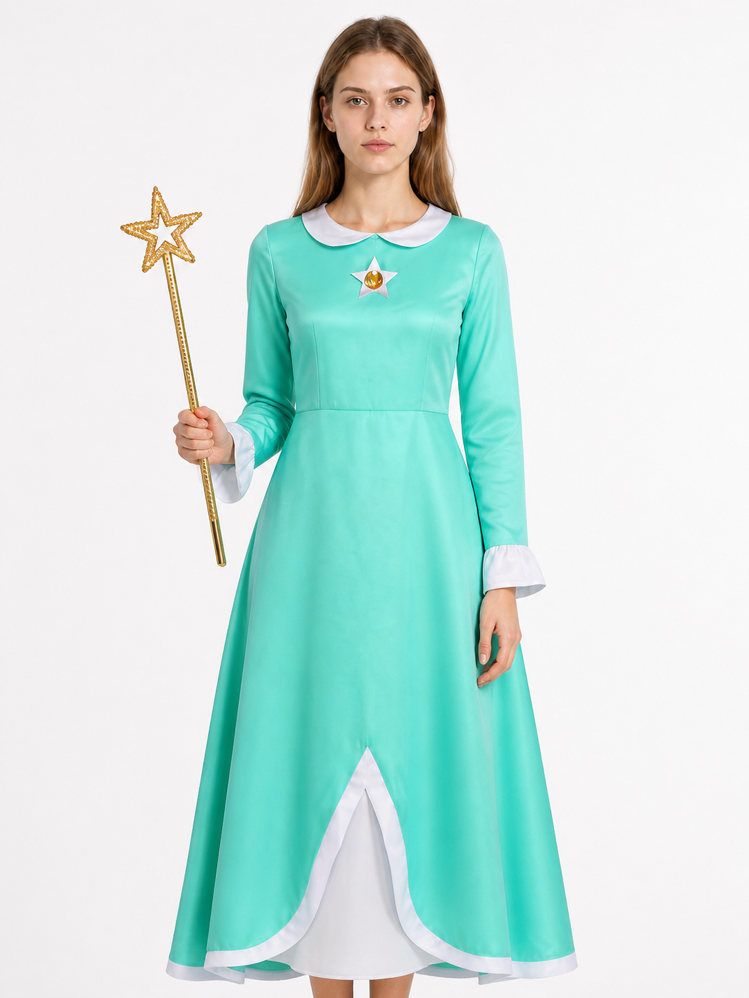Rosalina Long-Sleeve Dress with Brooch