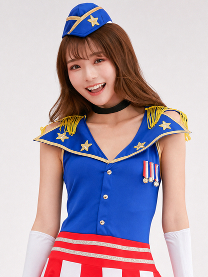 Uniform-Style Performance Dress with Embellishments