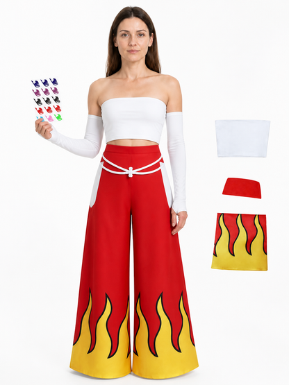 Flame Print Costume with Wide-Leg Pants Costumes detail 3