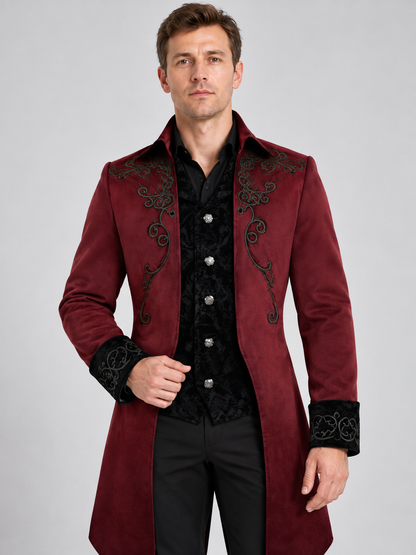 Gothic tailcoat burgundy with black embroidery