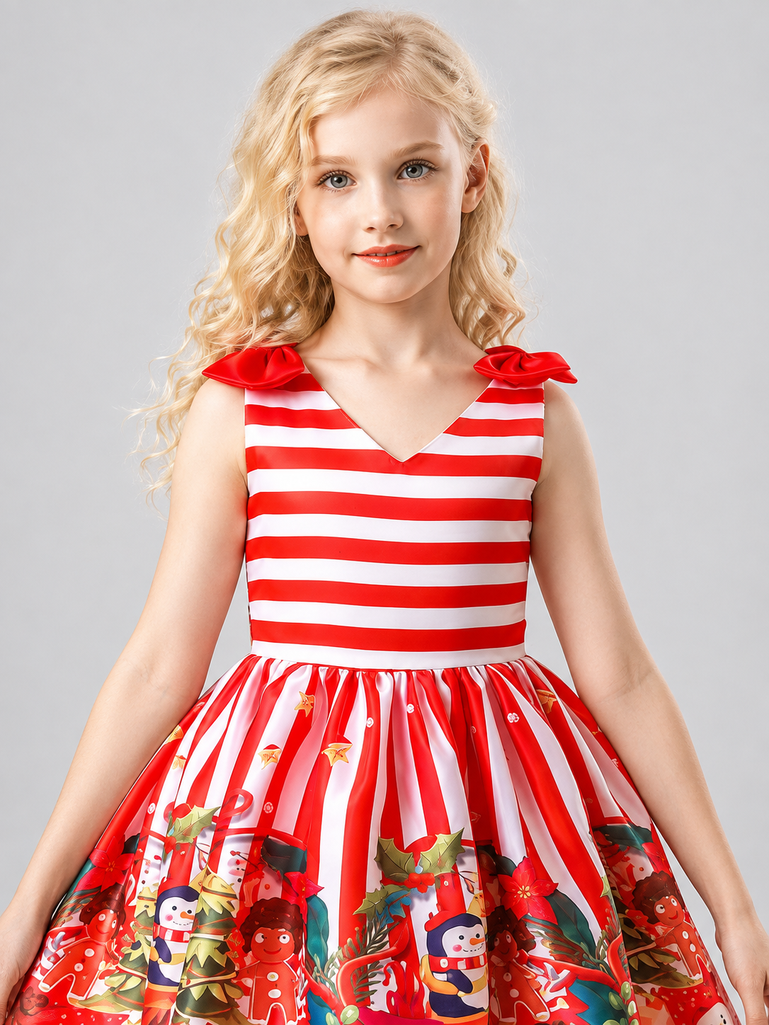 Kids' Holiday Dress with Christmas Print