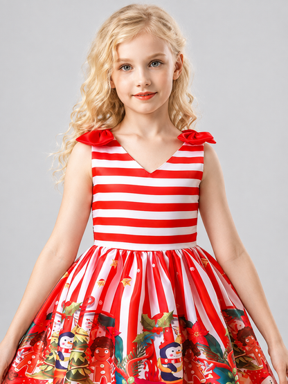 Kids' Holiday Dress with Christmas Print