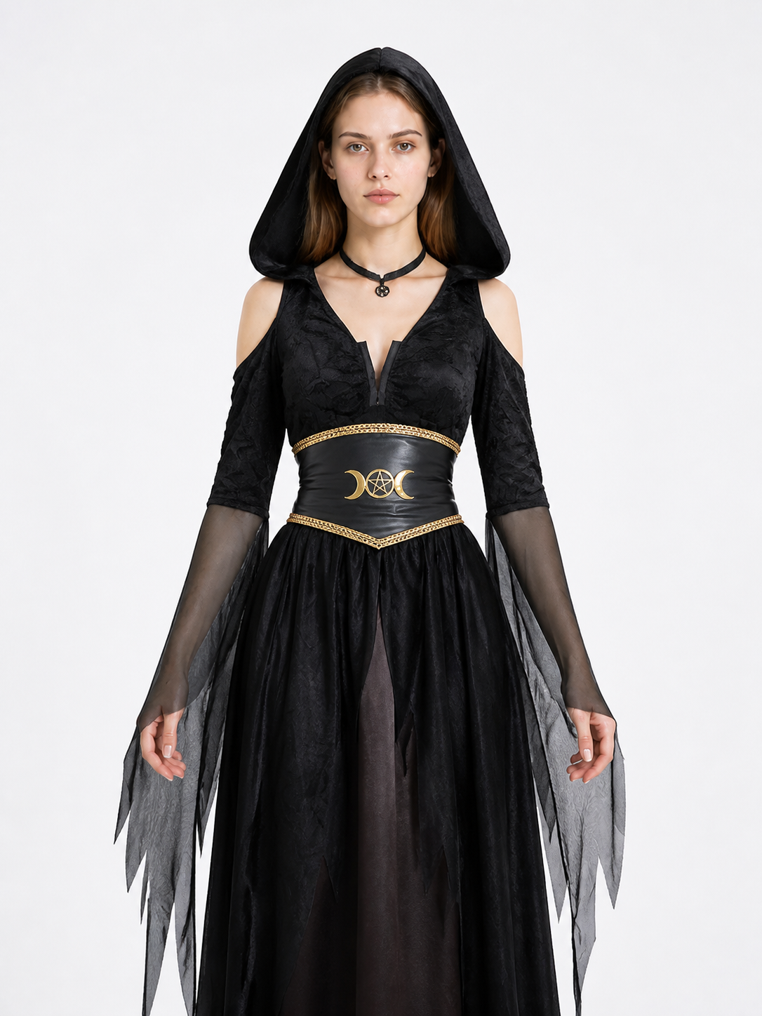 Halloween Witch Costume with Corset and Cape