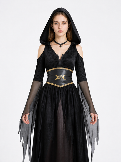 Halloween Witch Costume with Corset and Cape