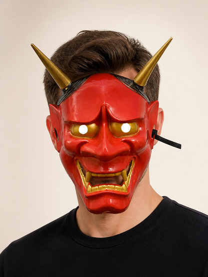 Carnival Headpiece with Red Demon Horns Costume Headwear detail 2