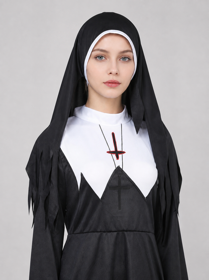 Black Ritual Robe with Cross and Gloves