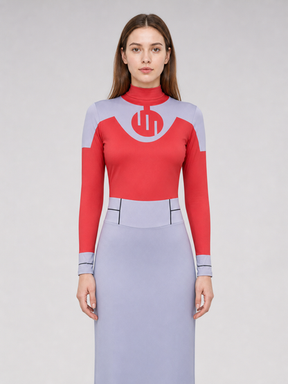 Cosplay Costume: Red Turtleneck and Long Skirt