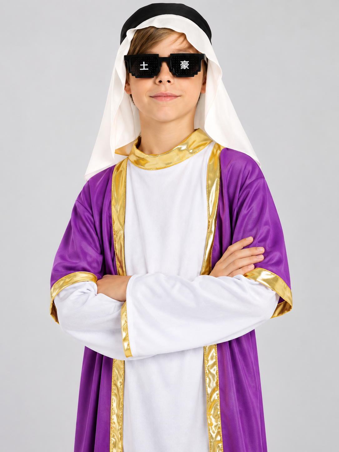 Kids' Oriental Carnival Costume: Robe, Headscarf, Glasses