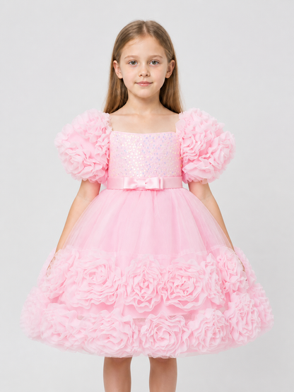 Pink Sequin Tutu Dress with a Full Skirt Costume Dresses detail 3