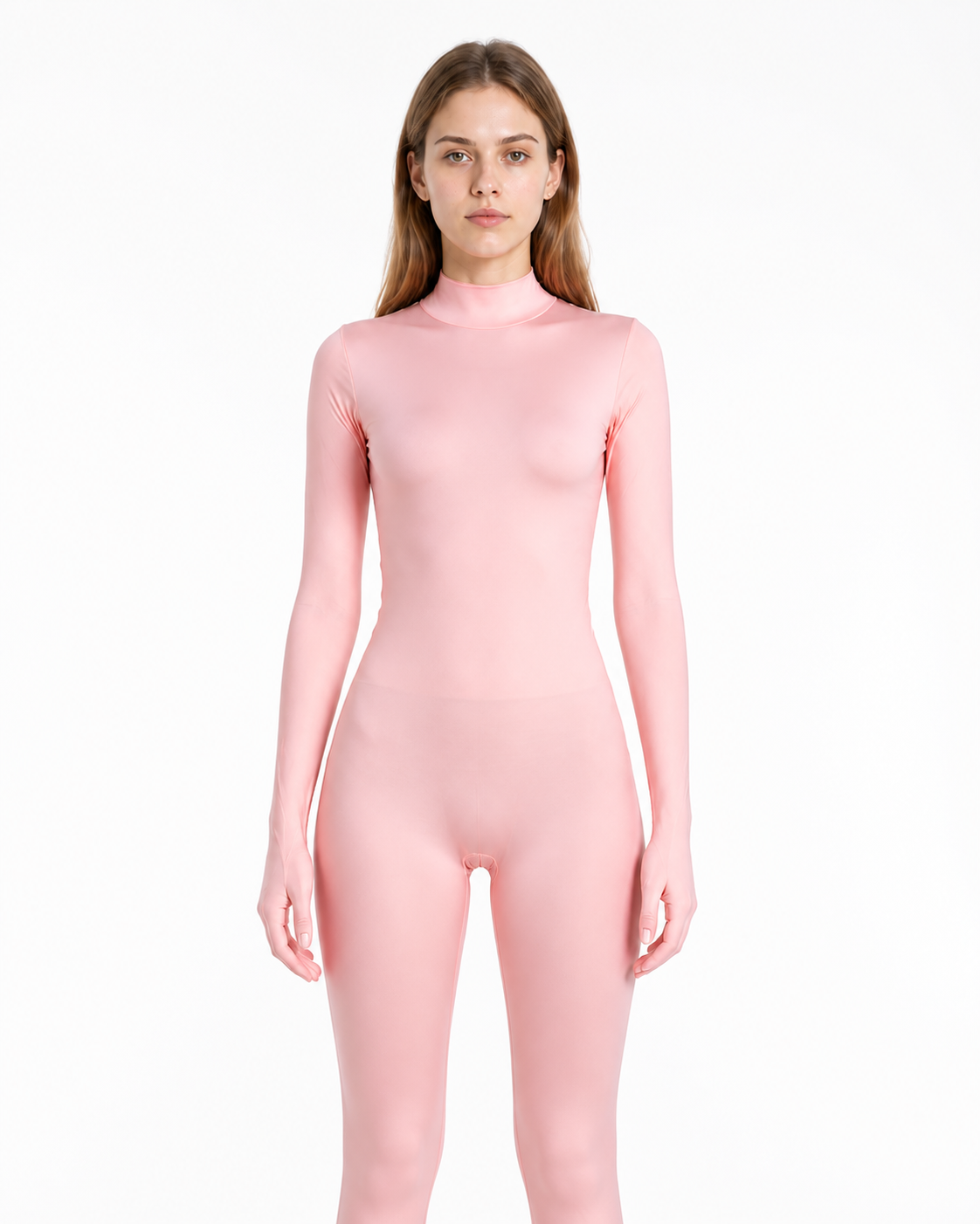 Pink one-piece jumpsuit with hood and gloves product detail 3