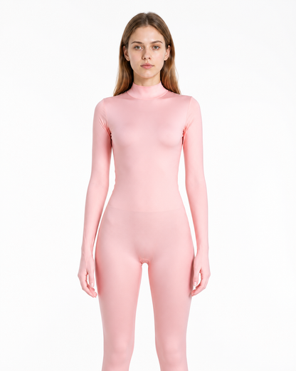 Pink one-piece jumpsuit with hood and gloves product detail 3