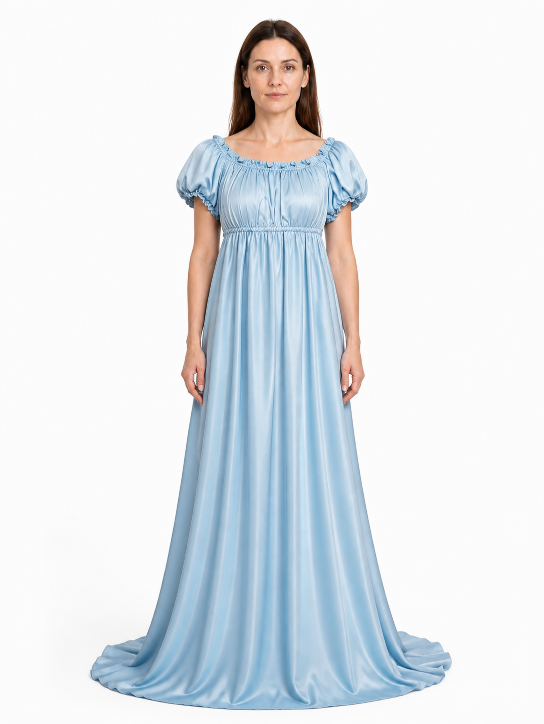 Bridgerton-style dress, light blue, with a train Costume Dresses detail 3